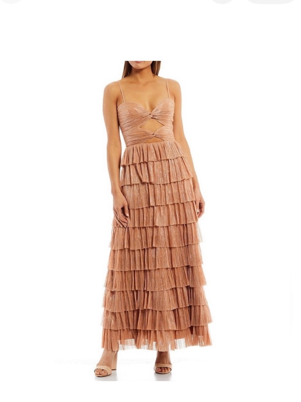 Gianni Bini tiered plise Grace Dress in Blush
